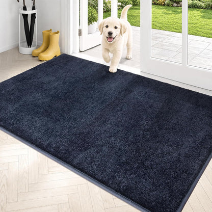 PURRUGS Dirt Trapping Door Mat 20" x 31.5", Non-Slip Machine Washable Entryway Rug, Dog Doormat, Indoor Front Door Mat, Super Absorbent Entry Rug for Muddy Shoes & Paws, Bluish Grey-Black