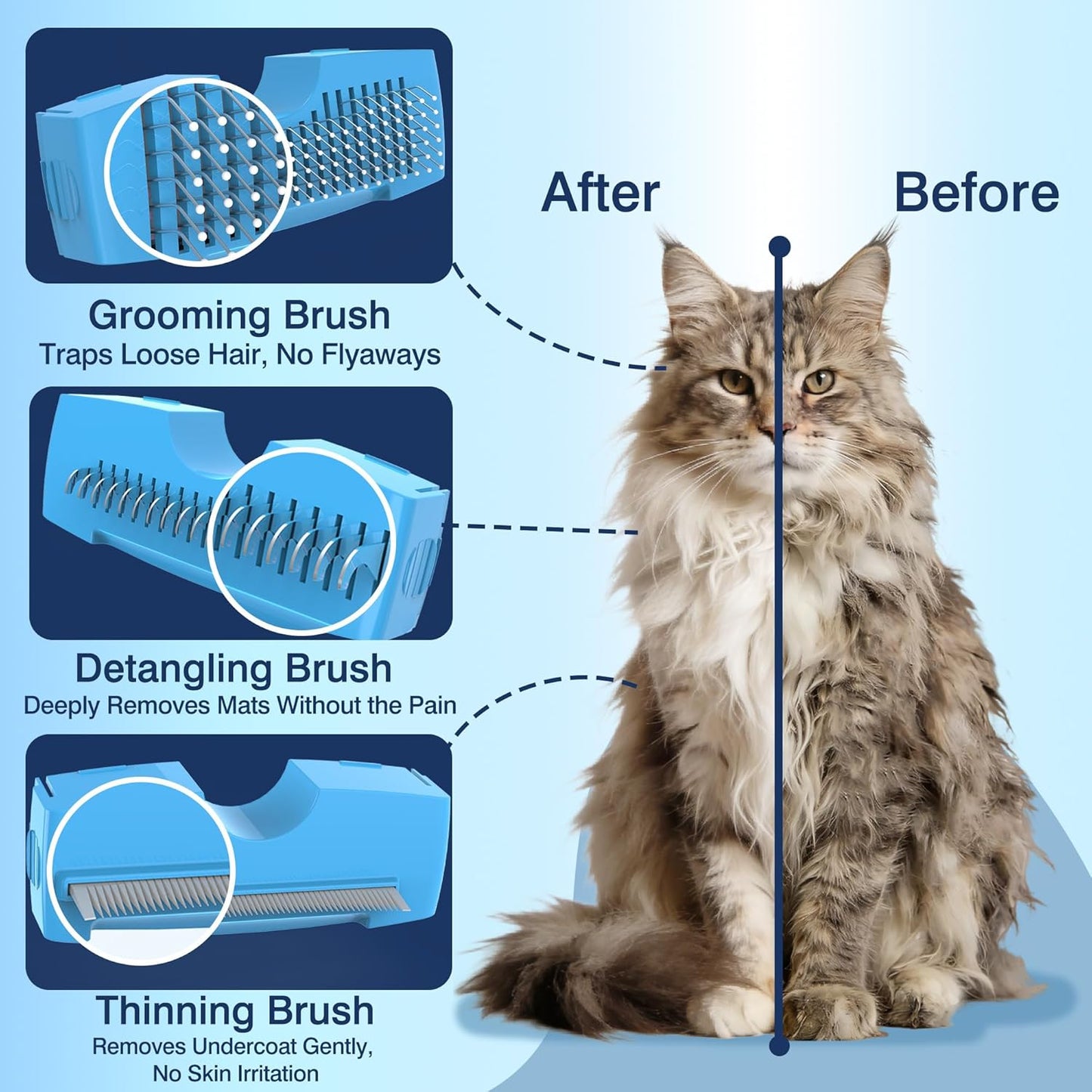 Pet Steam Brush for Dogs & Cats,5-in-1 Self-Cleaning Dog Steam Brush with 3 Swap-in Heads (Grooming, Dematting, Deshedding),Cat Spray Hair Removal Comb,Includes Pet Essence & Storage Bag