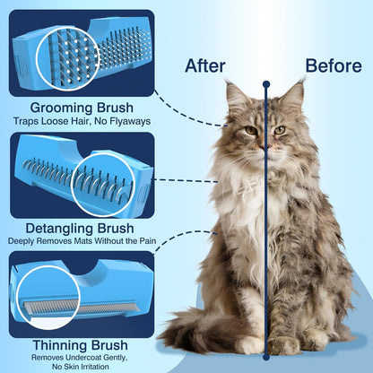 Pet Steam Brush for Dogs & Cats,5-in-1 Self-Cleaning Dog Steam Brush with 3 Swap-in Heads (Grooming, Dematting, Deshedding),Cat Spray Hair Removal Comb,Includes Pet Essence & Storage Bag