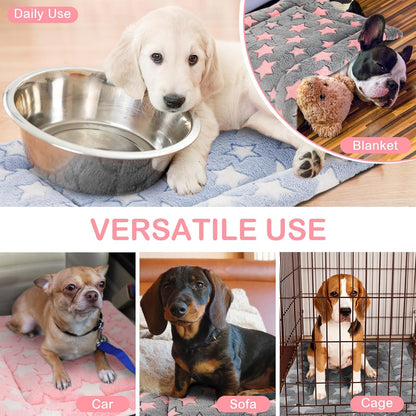 VitalCozy 4 Pcs Dog Crate Pads, Ultra Soft Warm Washable Anti-Slip Kennel Bed Mat for Pets, Reversible, Replaceable, Cage Liner for Small Medium Large Dogs and Cats (18 x 24 x 1.6 Inch,Star,Gray)
