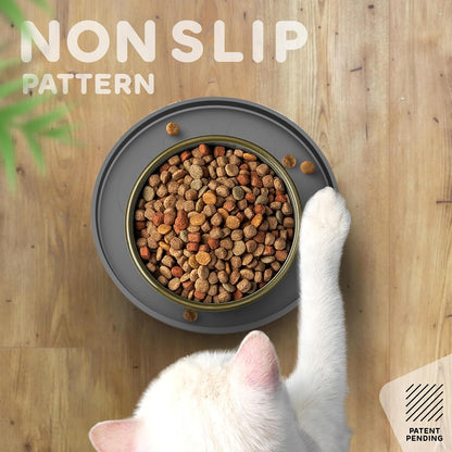 Dog Food Mat - Raised Edges Dogs Mat for Food and Water Prevent Spill, Waterproof Cat Food Mats Protect Floors, Easy Clean Dog Bowl Mats for Food and Water, Silicone Pet Feeding Placemats