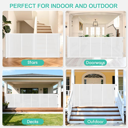 Upgrade 120 inch Retractable Baby Gates, EZIGO Extra Wide Baby Gate for Large Opening Extra Long Mesh Gate for Kids or Pet Dog Gate Child Safety Gate for Stairs Hallways Doorway Indoor Outdoor, Gray