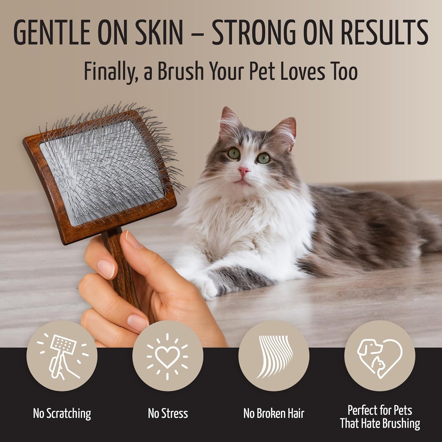 Tauro Pro Line Slicker Brush for Dogs & Cats, Deshedding, Dematting & Detangling Grooming Tool for Medium to Long Coats, Ideal for Doodles & Poodles, Flexible Cushion, Purple, Medium Size (M)