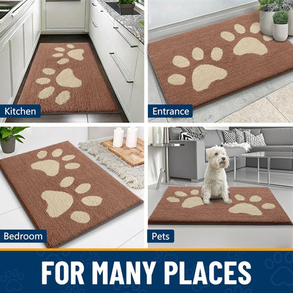 Smiry Dog Door Mat for Muddy Paws, Absorbs Moisture and Dirt, Low-Profile Entryway Mat with Non-Slip Backing, Entry Indoor Outdoor Doormat for Inside Floor (30x20 Inches, Grey, Striped)