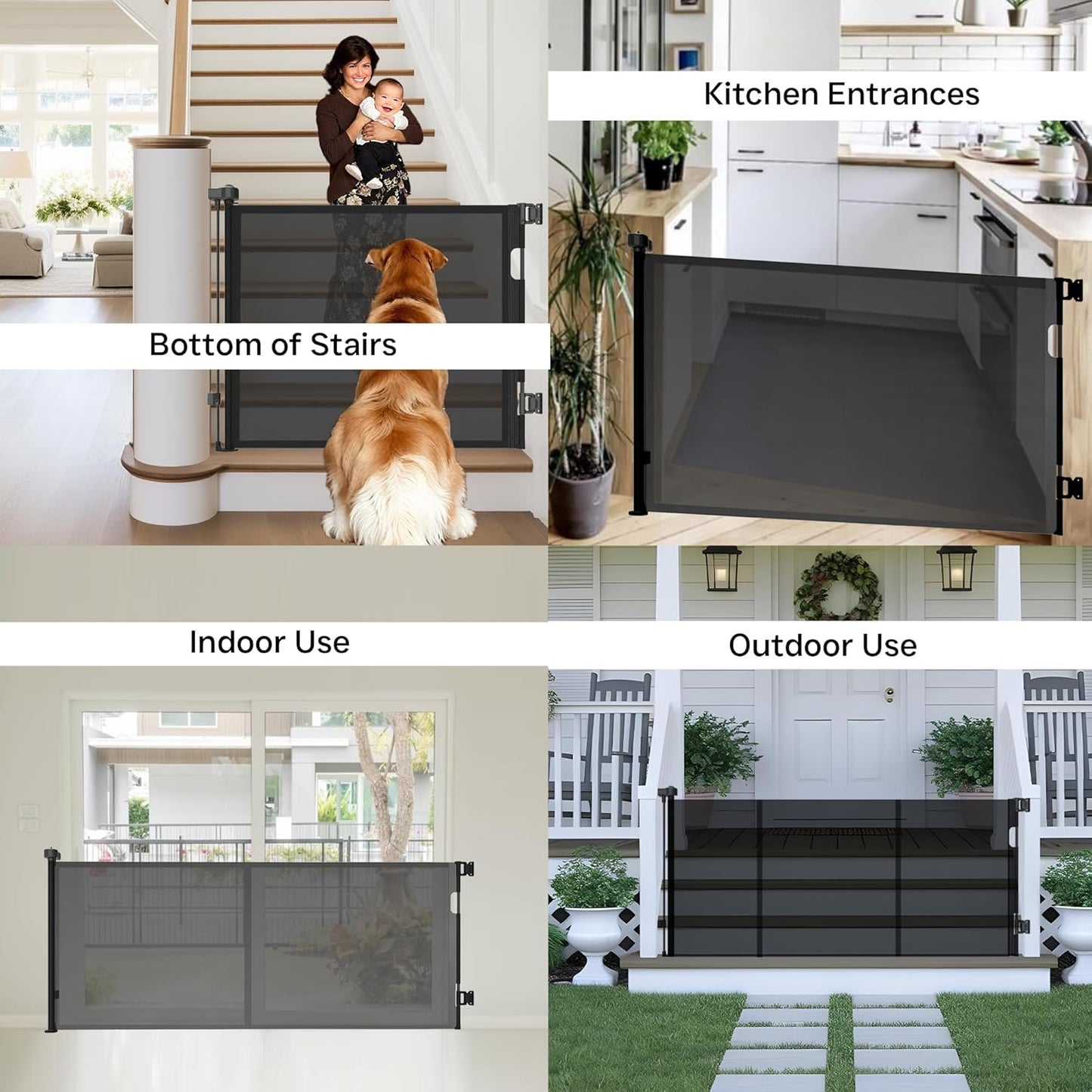 236 Inch Extra Wide Retractable Baby Gate,Mesh Baby Gate or Mesh Dog Gate,34" Tall,Child Safety Gate for Doorways, Stairs, Hallways, Indoor or Outdoor