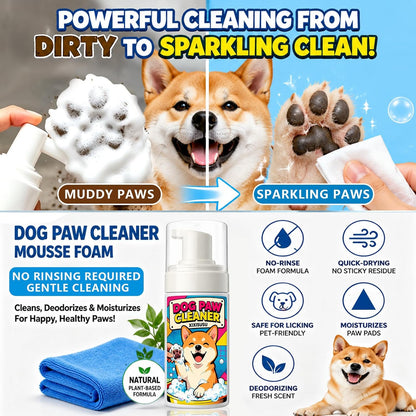 Dog Paw Cleaner with Scrubber Brush - 5 fl oz Waterless Cleaning Foam for Dirty & Muddy Paws, No-Rinse Formula for Dogs & Cats, Quick-Dry Alternative to Wipes for Puppies & Kittens