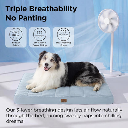 Bedsure Dog Beds Large Sized Dog - Comfy Flat Pet Beds with Removable Washable Cover, Orthopedic Egg Crate Foam Puppy Mat, Suitable for Pet Up to 65 lbs