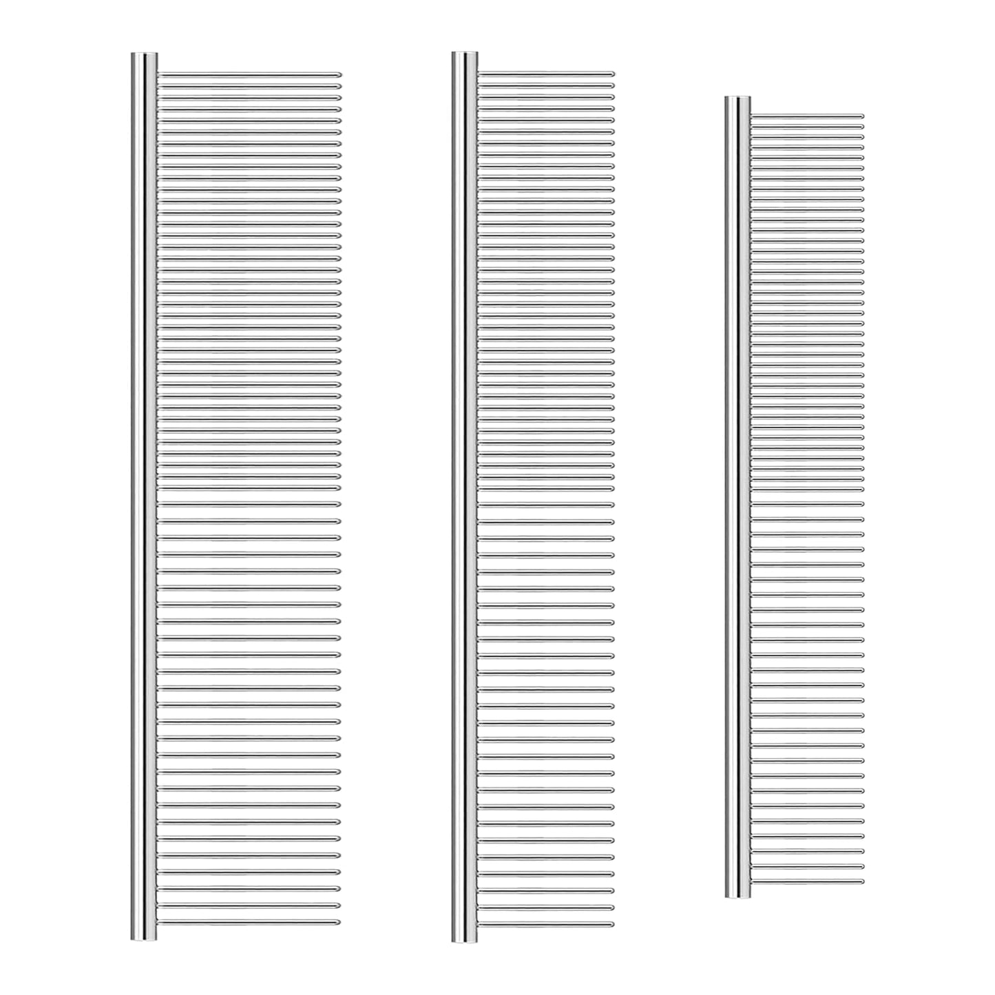 3 Pack Metal Comb For Dogs,Cat Grooming Comb,Dog Combs,Doodle Comb,Shedding Comb,For Professional Grooming Tool For Long And Short Haired Dog,Cat And Other Pets. (Large Medium Small), Metallic