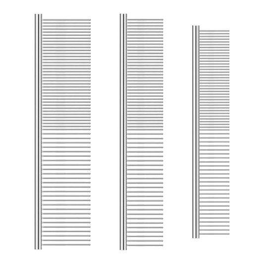 3 Pack Metal Comb For Dogs,Cat Grooming Comb,Dog Combs,Doodle Comb,Shedding Comb,For Professional Grooming Tool For Long And Short Haired Dog,Cat And Other Pets. (Large Medium Small), Metallic