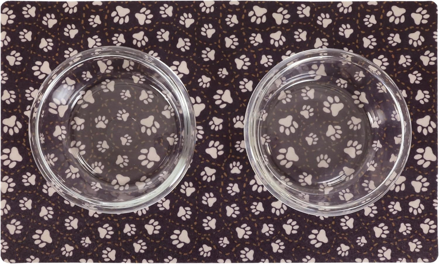 Drymate Pet Bowl Placemat, Dog & Cat Food Feeding Mat - Absorbent Fabric, Waterproof Backing, Slip-Resistant - Machine Washable/Durable (USA Made) (12” x 20”) (Indigo)
