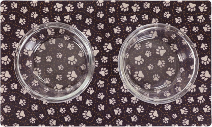Drymate Pet Bowl Placemat, Dog & Cat Food Feeding Mat - Absorbent Fabric, Waterproof Backing, Slip-Resistant - Machine Washable/Durable (USA Made) (12” x 20”) (Indigo)