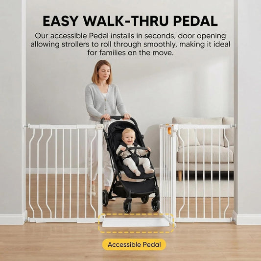 Baby Gates Extra Wide for Doorways 90.6-95.2 Inch Extra Wide Pressure Mounted Baby Dog Gate for the House Indoor Large Openning Metal Safety Gate No Drilling with Walk-Through Door,Black