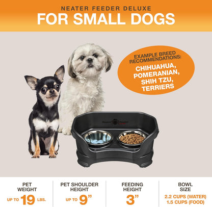 Neater Pet Brands Neater Feeder Deluxe Mess Proof Dog Bowls Elevated for Large Dogs Over 40 lbs, Made in USA, No Spill Raised Dog Food Bowl Stand Feeding Station, Food and Water Bowl Set, Black