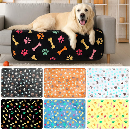 Tegeme 6 Pcs Waterproof Dog Blanket 24 x 16 Inch Paw Print Pet Blanket for Dogs Cats Puppy Washable Soft Fluffy Fleece Rug Flannel Throw Warm Sleep Mat for Kitten Doggy