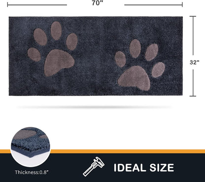 PURRUGS Dirt Trapping Door Mat 20" x 31.5", Non-Skid/Slip Machine Washable Microfiber Entryway Rug, Dog Doormat, Super Absorbent Welcome Mat for Muddy Wet Shoes and Paws, Grey