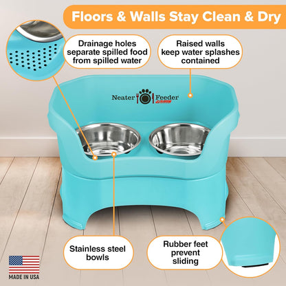 Neater Pet Brands Neater Feeder Deluxe Mess Proof Dog Bowls Elevated for Large Dogs Over 40 lbs, Made in USA, No Spill Raised Dog Food Bowl Stand Feeding Station, Food and Water Bowl Set, Black
