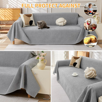 Deep Dream Cat-Scratch Resistant Couch Cover, Waterproof Sofa Cover for 3 Cushion Couch Washable, Pet Friendly Couch Protectors Anti Slip Thickened Love Seat Slipcovers for Pets, 71" x 118", Dark Grey