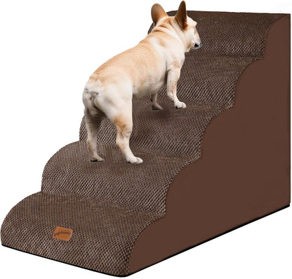 GoGoBunny Ramp Dog Stairs for Couch Sofa and Chair 15.7" H, 3-Step Pet Steps for Small Dogs and Cats, Non-Slip Waterproof Fabric Cover, Stable and Balanced Indoor Step, Pets Friendly, Grey