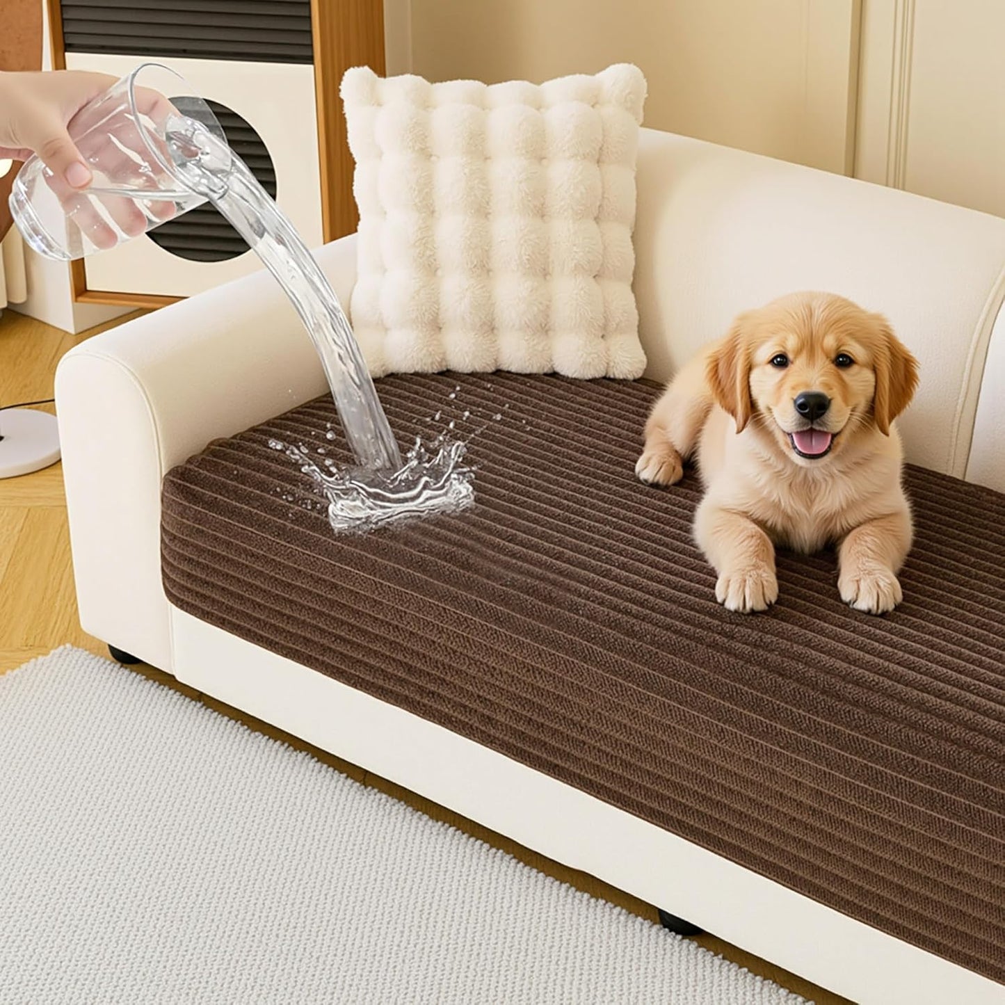 MYSKY HOME 100% Waterproof Couch Cover for Sofa, Couch Covers for Dogs, Non Slip Back Pet Sectional Sofa Covers for 3 Cushion Couch, Sofa Covers Washable, Dog Bed Cover, Dark Grey, 35"x70.9"