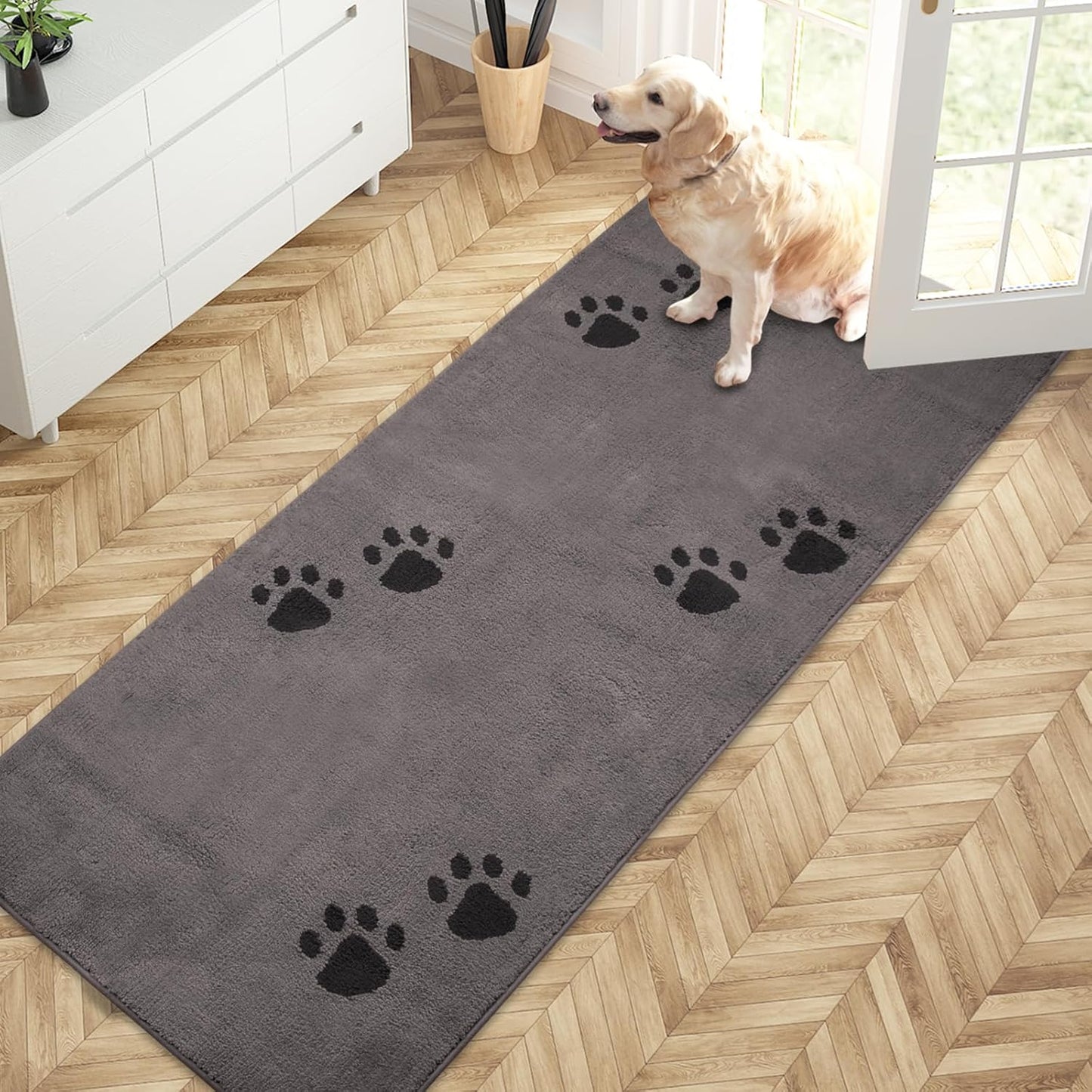 PURRUGS Dirt Trapping Door Mat 20" x 31.5", Non-Skid/Slip Machine Washable Microfiber Entrance Rug, Shoes Scraper, Dog Doormat, Super Absorbent Floor Mat for Muddy Wet Shoes and Paws, Grey