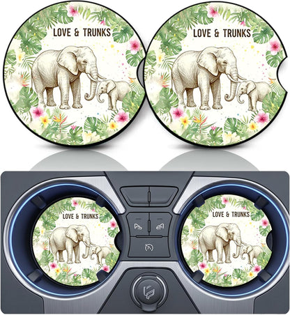 2PCS Dog Paw Print Car Cup Holder Coasters, Cars Coasters for Cup Holders, Anti Slip Rubber Mat with Finger Slot, Dogs Car Accessories Interior Decor, Dog Lover Gifts for Women, Men