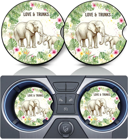2PCS Dog Paw Print Car Cup Holder Coasters, Cars Coasters for Cup Holders, Anti Slip Rubber Mat with Finger Slot, Dogs Car Accessories Interior Decor, Dog Lover Gifts for Women, Men