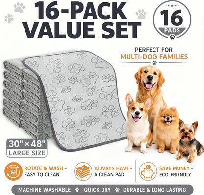 Qeils Reusable Puppy Pads, 2 Pack Washable Pee Pads for Dogs, Waterproof Non Slip Wee Wee pad, Absorbent and Leakproof Training Mats for Potty, Crate, Playpen, Bed, Sofa, 18"x 24"