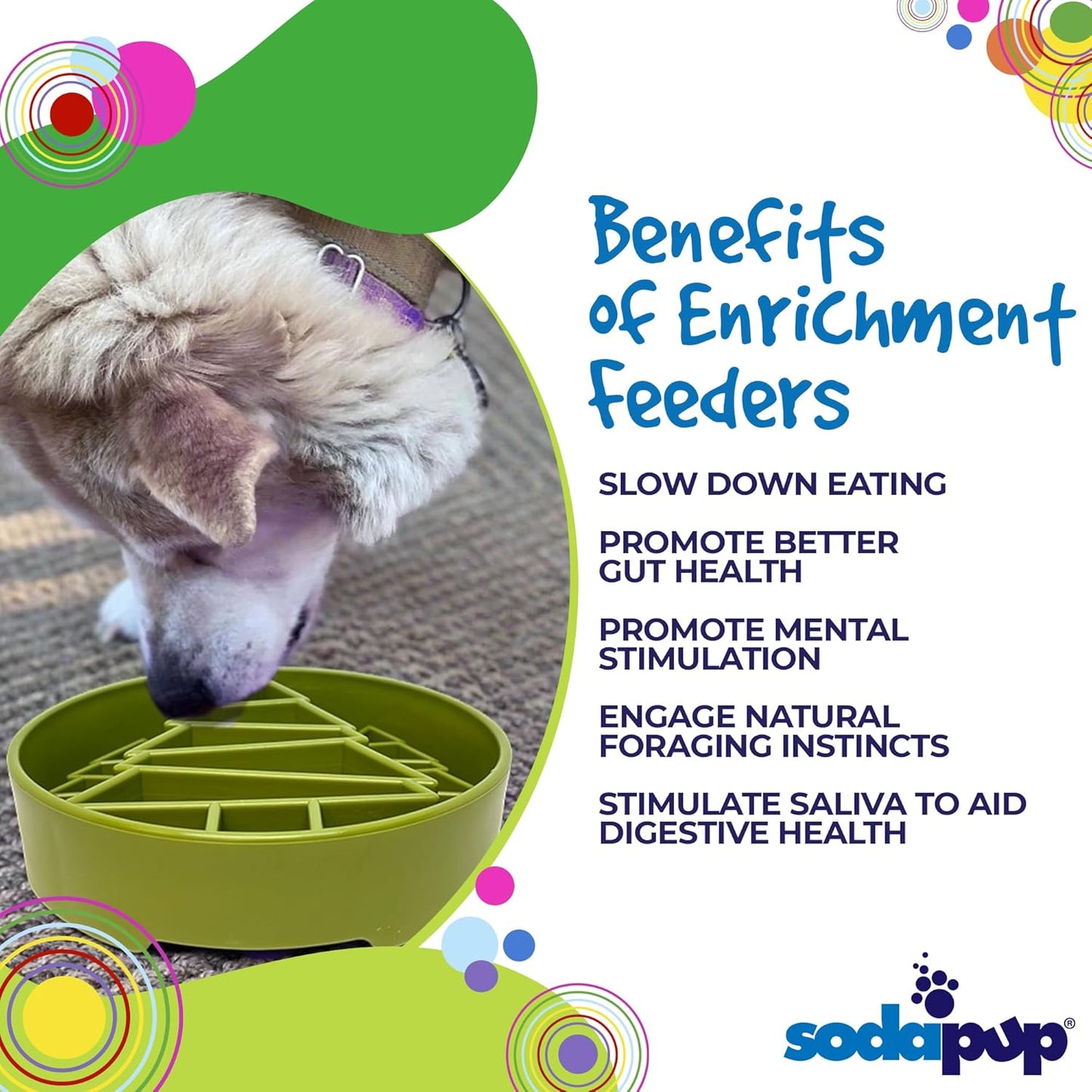 SodaPup Honeycomb Enrichment Bowl – Durable Slow Feeder Bowl Made in USA from Non-Toxic, Pet-Safe, Food Safe Material for Mental Stimulation, Slowing Down Eating, Healthy Digestion, & More