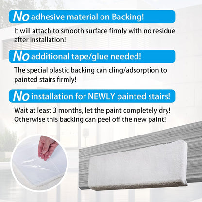 PURE ERA Carpet Stair Treads Ultra Plush 9.5" X 30"Soft Bullnose Indoor Stair Protectors Pet-Friendly Non-Slip Skid Resistant Tape Free Washable Reusable(14 Pieces, Cream Gray)