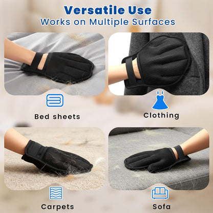 Pet Hair Removal Gloves, Reusable Electrostatic Pet Removal Gloves for Cats & Dogs, Magic Brush Pet Hair Remover Tool for Couch, Carpet,Laundry,Sofa(2 PK)
