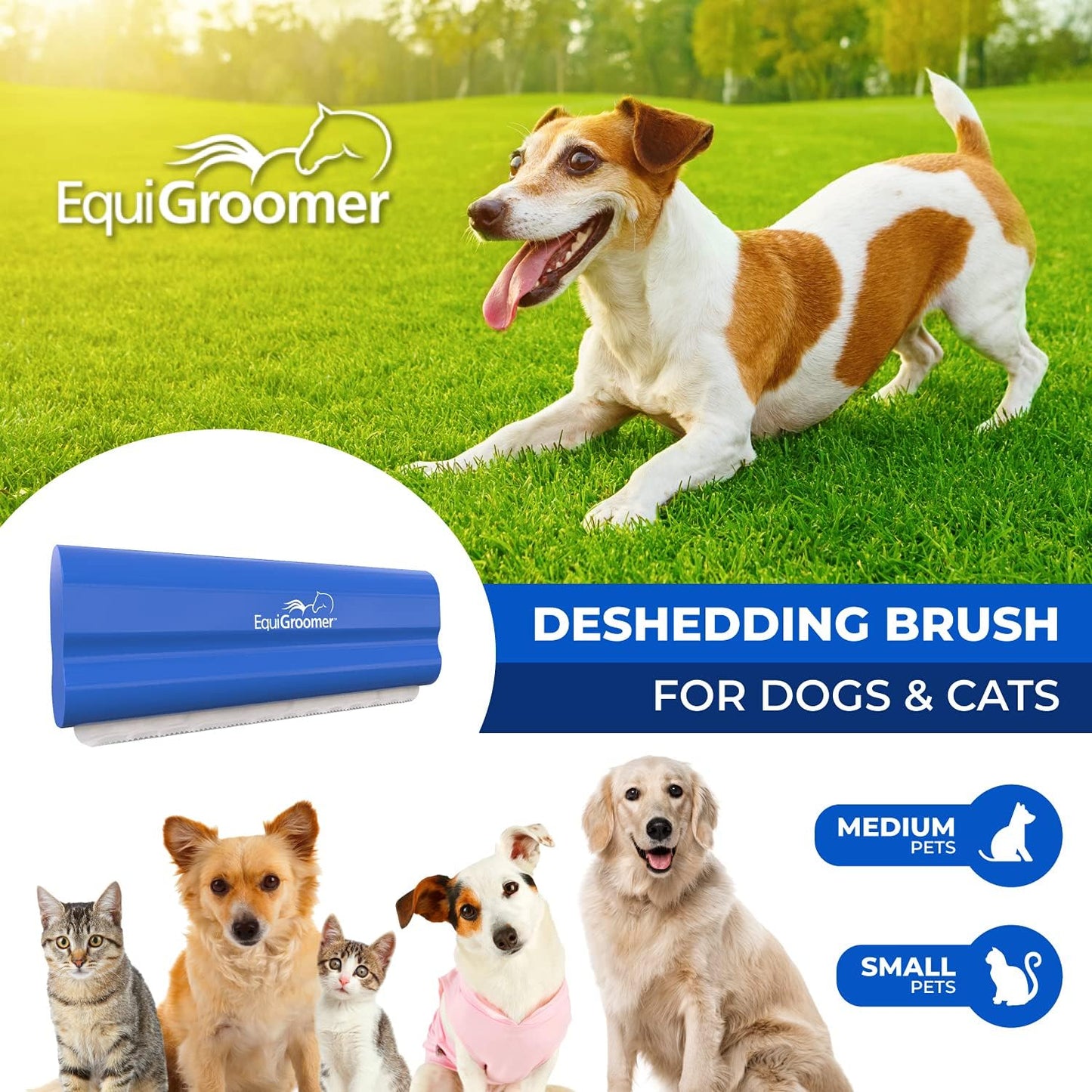 EasyGroomer Deshedding Brush for Dogs & Cats – Undercoat Grooming Tool for Short & Long Hair, Removes Loose Fur & Dirt, Reduces Shedding for Small & Large Pets, Purple