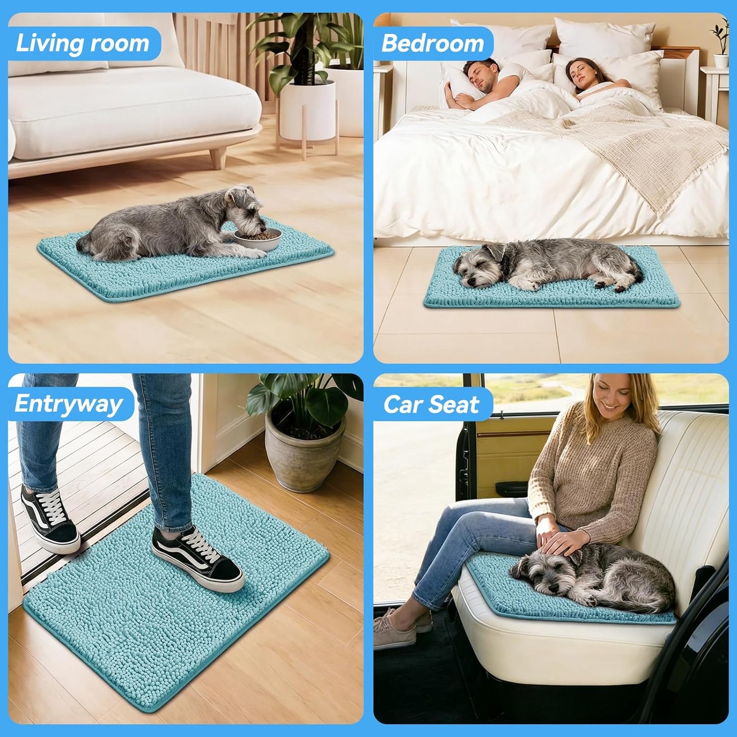 Bcoimo Super Absorbent Dog Door Mat, 30"*20" Anti Slip Mat for Muddy Paws, Pet Rugs for Dirty Paws Washable that Absorbs Moisture and Dirt, for Dog Cage and Pet Resting Carpet