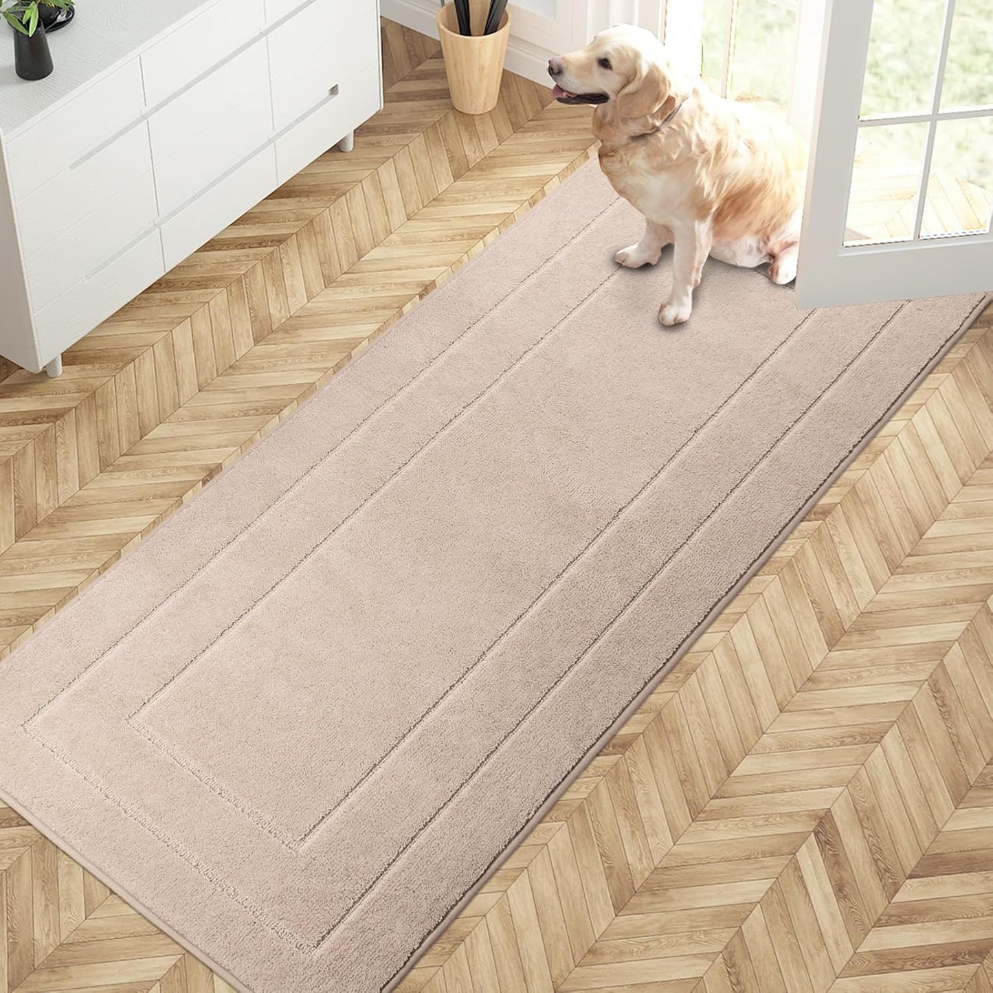 PURRUGS Dirt Trapping Door Mat 32" x 47", Non-Slip/Skid Machine Washable Entryway Rug, Dog Doormat, Super Absorbent Welcome Mat for Muddy Wet Shoes and Paws, Grayish Brown