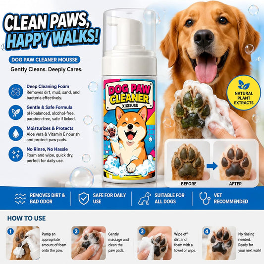 Dog Paw Cleaner with Scrubber Brush - 5 fl oz Waterless Cleaning Foam for Dirty & Muddy Paws, No-Rinse Formula for Dogs & Cats, Quick-Dry Alternative to Wipes for Puppies & Kittens