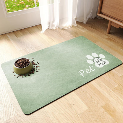 Dog Food Mat - Absorbent Cat Dog Bowl Mat for Food and Water, Quick Dry Pet Food Mats for Floors with Waterproof Rubber Backing, Puppy Cat Feeding Mats for Messy Drinkers,12"x20", Dark Grey