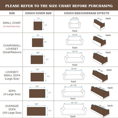 Waterproof Couch Cover, Reversible, Pet-Friendly, Washable and Anti-Slip Couch Covers for Sofa Protection with 3 Cushions, Sofa Slipcovers for Dogs and Cats (71×118in/Brown)
