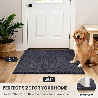 PURRUGS Dirt Trapping Door Mat 20" x 31.5", Non-Slip Machine Washable Entryway Rug, Dog Doormat, Indoor Front Door Mat, Super Absorbent Entry Rug for Muddy Shoes & Paws, Bluish Grey-Black