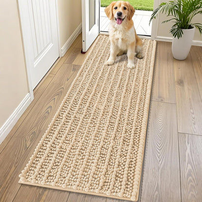 Smiry Dog Door Mat for Muddy Paws 30x20, Extra Soft Absorbent Chenille Doormat, Trap Moisture and Dirt, Non-Slip Machine Washable Front Door Mat for Indoor Entrance Inside Floor, Grey