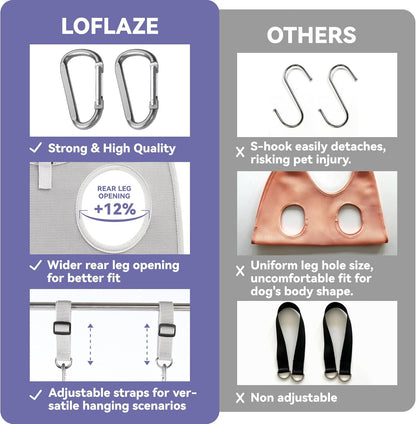 Loflaze Dog Grooming Hammock Harness for Dogs & Cats with Pet Nail Clipper Trimmer - Cat Hanger Sling for Trimming Clipping Nails- Dog Hammock Restraint Bag for Small Medium Large pet （ Grey S ）