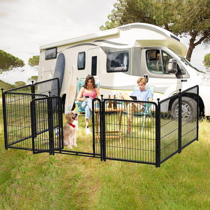Getlay 36 in(H) Garden Fence, Wide Gate Low Threshold, 10 Panels Total 22.1 Ft(L) Heavy Duty Iron Animal Barrier Fence for Yard,Suitable for Indoor Or Outdoor Dog Fencing,Garden Border Fence
