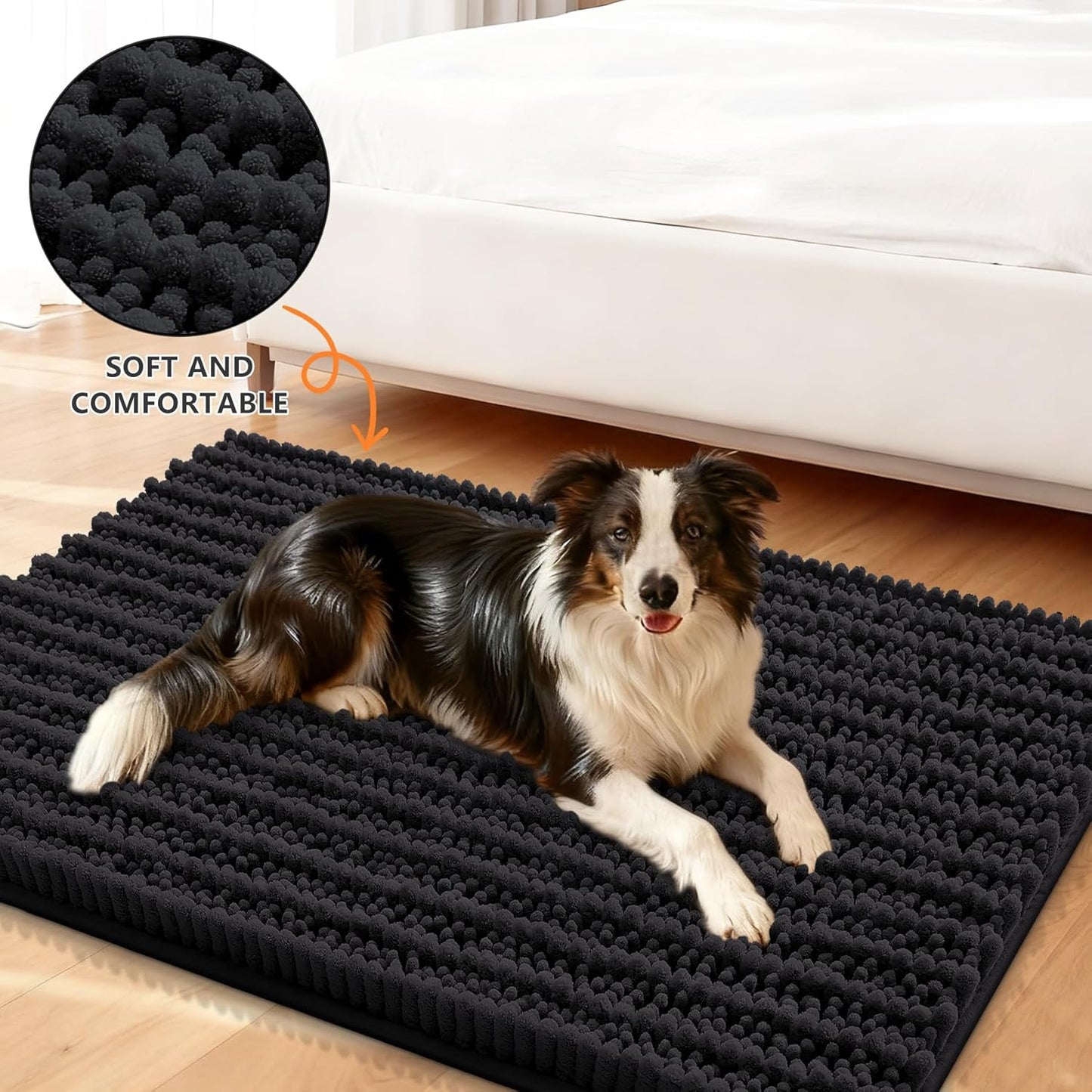 Smiry Dog Door Mat for Muddy Paws 30x20, Extra Soft Absorbent Chenille Doormat, Trap Moisture and Dirt, Non-Slip Machine Washable Front Door Mat for Indoor Entrance Inside Floor, Grey