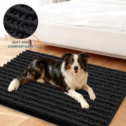Smiry Dog Door Mat for Muddy Paws 30x20, Extra Soft Absorbent Chenille Doormat, Trap Moisture and Dirt, Non-Slip Machine Washable Front Door Mat for Indoor Entrance Inside Floor, Grey