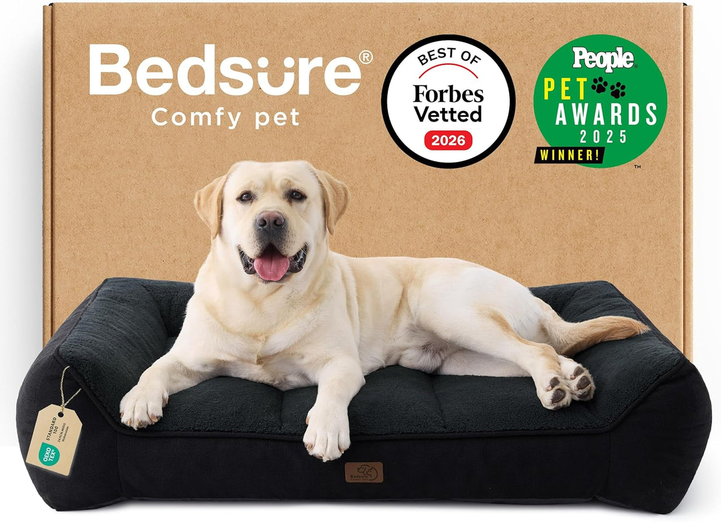 Bedsure SupportMax™ XL Pro Orthopedic Dog Beds Large Sized Dog - Extra Thick Supportive Dogs Couch with Waterproof Washable Cover, Extra Large Comfort Pet Sofa with Sherpa & Nonskid Bottom, Grey, 45"