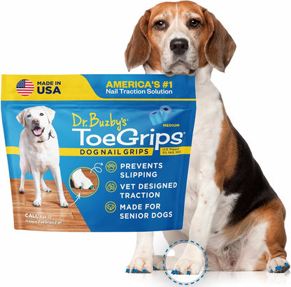 Dr Buzby's Large ToeGrips for Dogs - Instant Traction on Wood/Hardwood Floors - Anti Slip Relief - Grippers for Senior Dogs - Stop Sliding Instantly - Rubber Nails for Paws - 1 Pack (20 Grips)