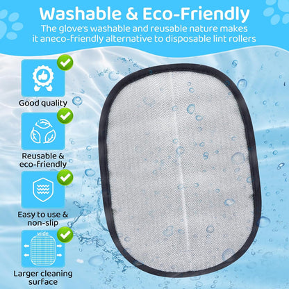 Pet Hair Removal Glove for Dogs & Cats - Upgraded Reusable Electrostatic Pet Hair Glove, Gentle Grooming Mitt, Pet Hair Remover Tool for Laundry, Couch, Carpet & Car Seat, 2 Pack (Black)