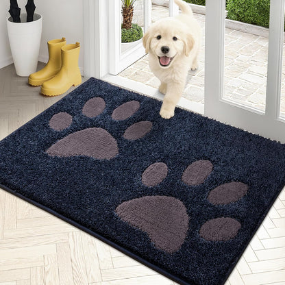 PURRUGS Dirt Trapping Door Mat 20" x 31.5", Non-Skid/Slip Machine Washable Microfiber Entryway Rug, Dog Doormat, Super Absorbent Welcome Mat for Muddy Wet Shoes and Paws, Grey