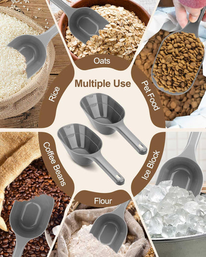 2 PACK Dog Food Scoop,1 Cup Capacity Pet Food Scoop With Measuring Lines For Dog, Puppy and Cat (Black)
