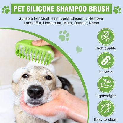 High-Density Silicone Pet Grooming Gloves with Enhanced Five Finger Design for Bathing, Massaging Dogs and Cats (Blue)