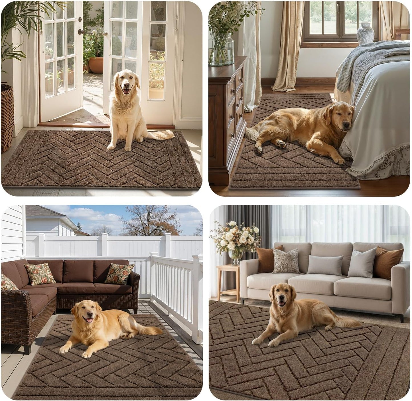 Tindbea Dog Mat for Mud Paws,Absorbs Moisture Dirt Non-Slip Washable Mud Mat for Dogs,Soft Rubber Backing Front Inside Pet Rug for Entryway, Dog Paws, Patio(20"x48",Charcoal)