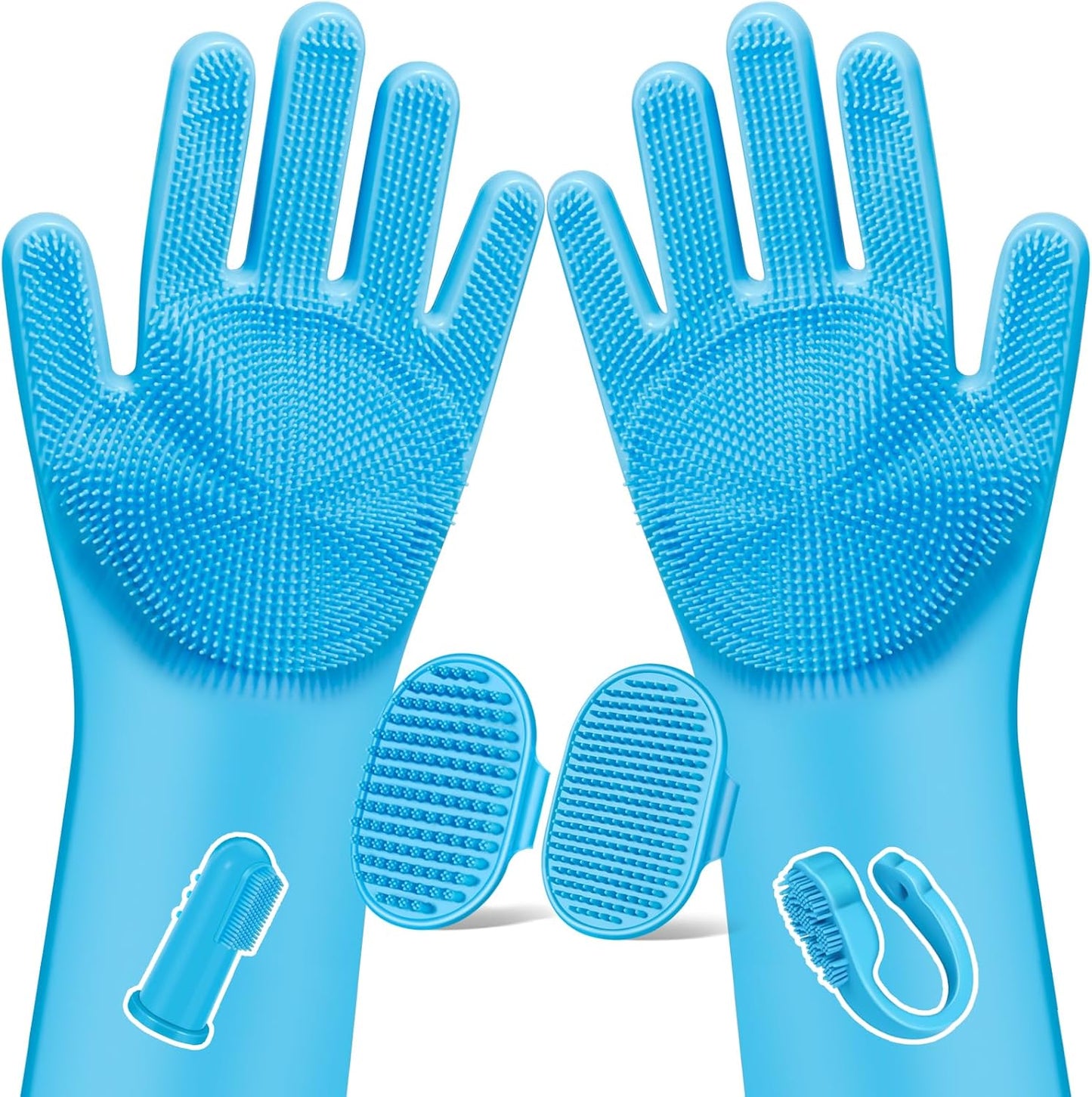 Augwind 6PCS Pet Grooming Kit for Dogs, Cats and Horses | Dog Washing Gloves | Cleanroom Gloves | Dog Bath Brush | Dog Bath Gloves | Dog Shampoo Brush | Dog Bath Supplies (Navy Blue)